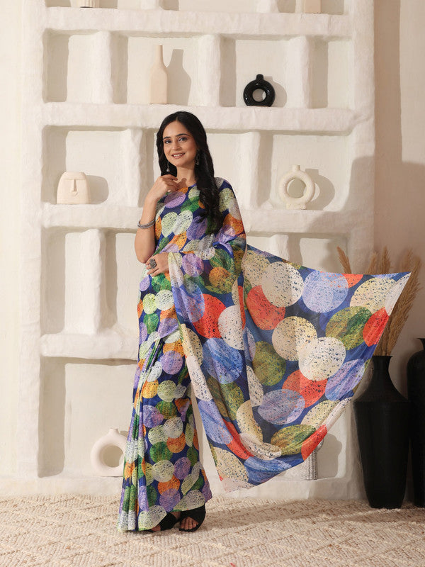 Shivam Fabrics Multi Color Turkey Fabric Printed Saree - Distacart