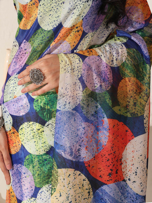 Shivam Fabrics Multi Color Turkey Fabric Printed Saree - Distacart