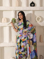 Shivam Fabrics Multi Color Turkey Fabric Printed Saree - Distacart