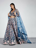 House of Panchhi Navy Blue Net Sequins And Thread Embroidery Lehenga Choli & Dupatta