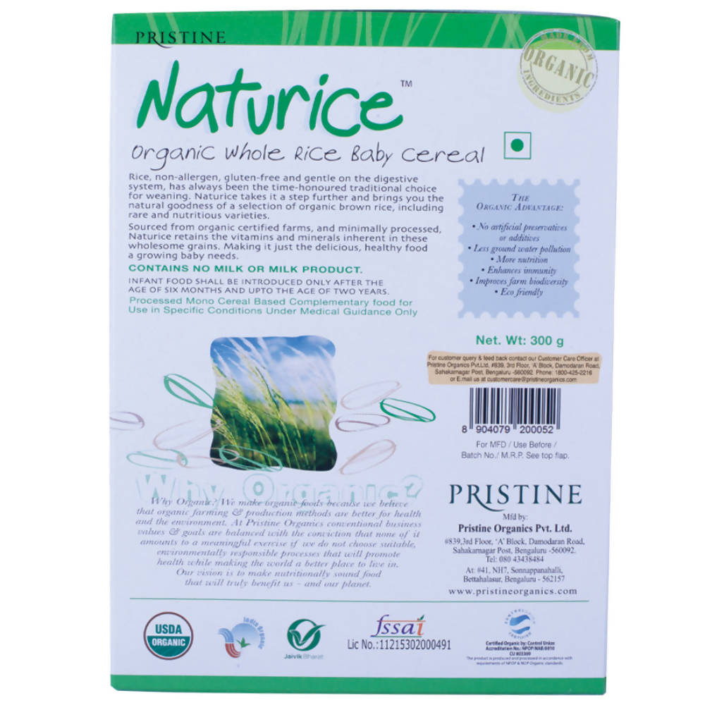 Pristine Naturice ? Organic Whole Rice Baby Cereal