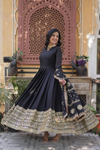 Sonakshi Women's Black Georgette Sequins Zari Embroidered Long Anarkali Sets - Distacart