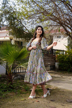 Sonakshi Women's Multycolor Rayon Digital Print Full Round Flair Anarkali Gown Set