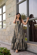 Sonakshi Women's Multycolor Heavy Rayon Digital Print Full Round Flair Anarkali Gown Set