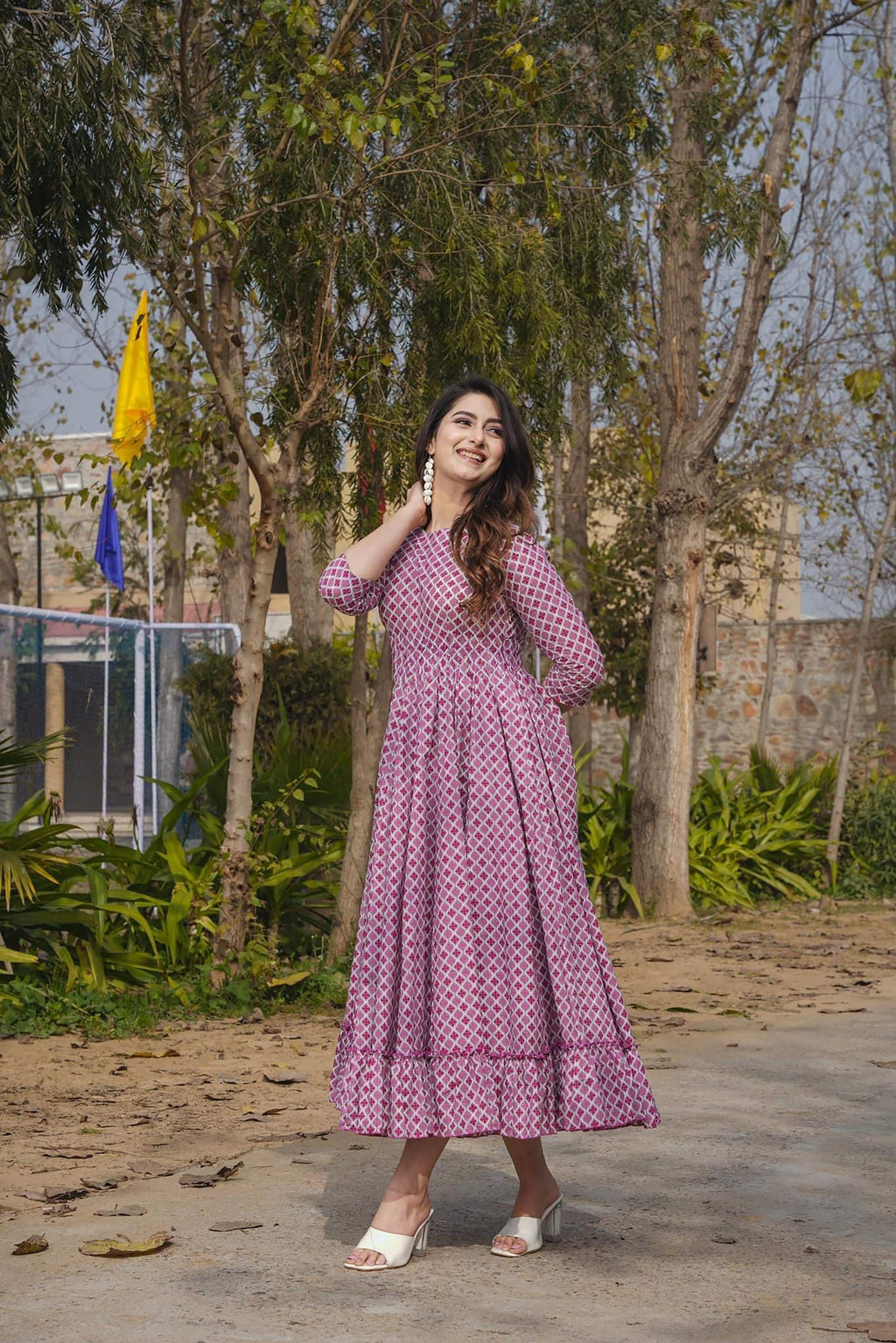 Sonakshi Women's Maharani Rayon Digital Print Full Round Flair Anarkali Gown Set
