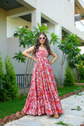 Sonakshi Women's Babypink Rayon Digital Print Full Round Flair Anarkali Gown Set - Distacart