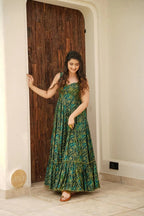 Sonakshi Women's Green Rayon Digital Print Full Round Flair Anarkali Gown Set - Distacart