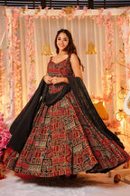 Sonakshi Women's Red Rayon Digital Print Full Round Flair Anarkali Gown Set With Dupatta - Distacart