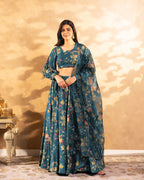 Sonakshi Women's Grey Air Tex Chinon Digital Printed Lehenga Choli With Dupatta - Distacart