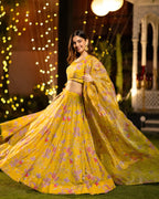 Sonakshi Women's Yellow Air Tex Chinon Digital Printed Lehenga Choli With Dupatta - Distacart