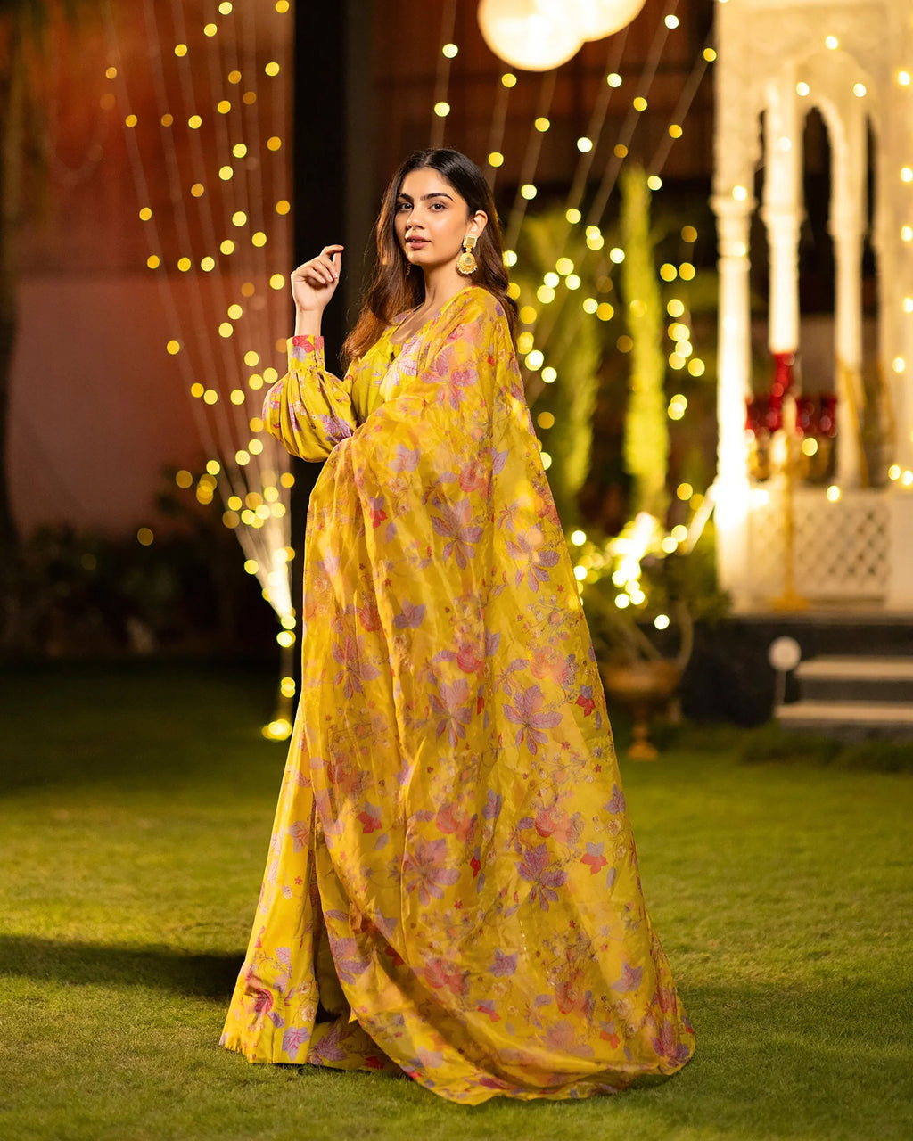 Sonakshi Women's Yellow Air Tex Chinon Digital Printed Lehenga Choli With Dupatta - Distacart