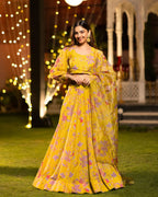 Sonakshi Women's Yellow Air Tex Chinon Digital Printed Lehenga Choli With Dupatta - Distacart