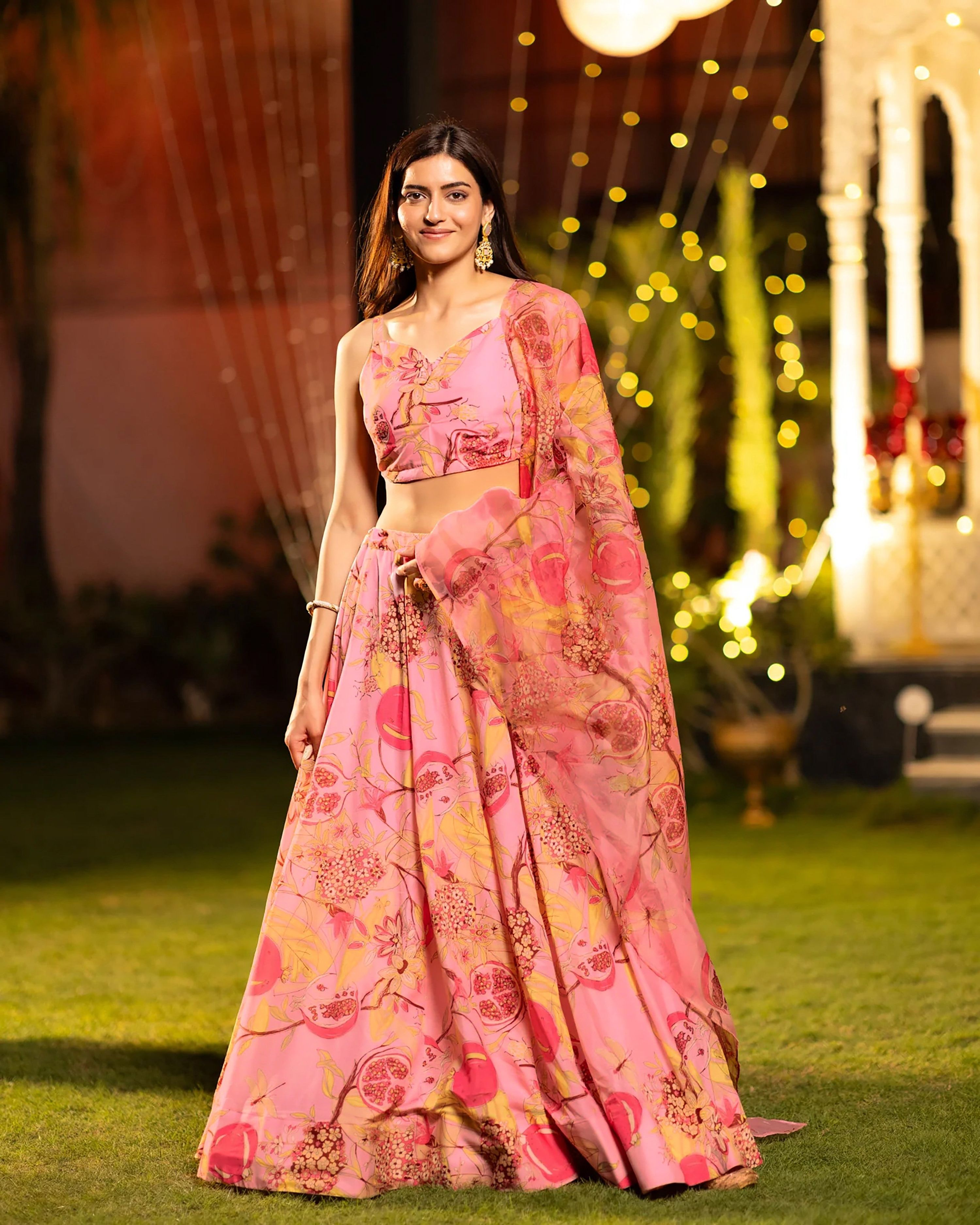 Sonakshi Women's Pink Air Tex Chinon Digital Printed Lehenga Choli With Dupatta - Distacart