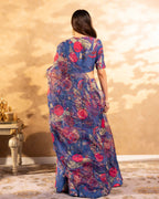 Sonakshi Women's Blue Air Tex Chinon Digital Printed Lehenga Choli With Dupatta - Distacart