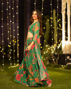 Sonakshi Women's Green Air Tex Chinon Digital Printed Lehenga Choli With Shrug - Distacart