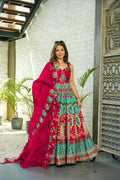 Sonakshi Women's Rani Silk Digital Print Full Round Flair Anarkali Gown Set With Dupatta - Distacart