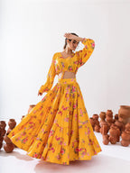 Sonakshi Women's Yellow Air Tex Chinon Digital Printed Lehenga Choli - Distacart