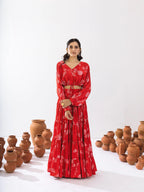 Sonakshi Women's Red Air Tex Chinon Digital Printed Lehenga Choli - Distacart