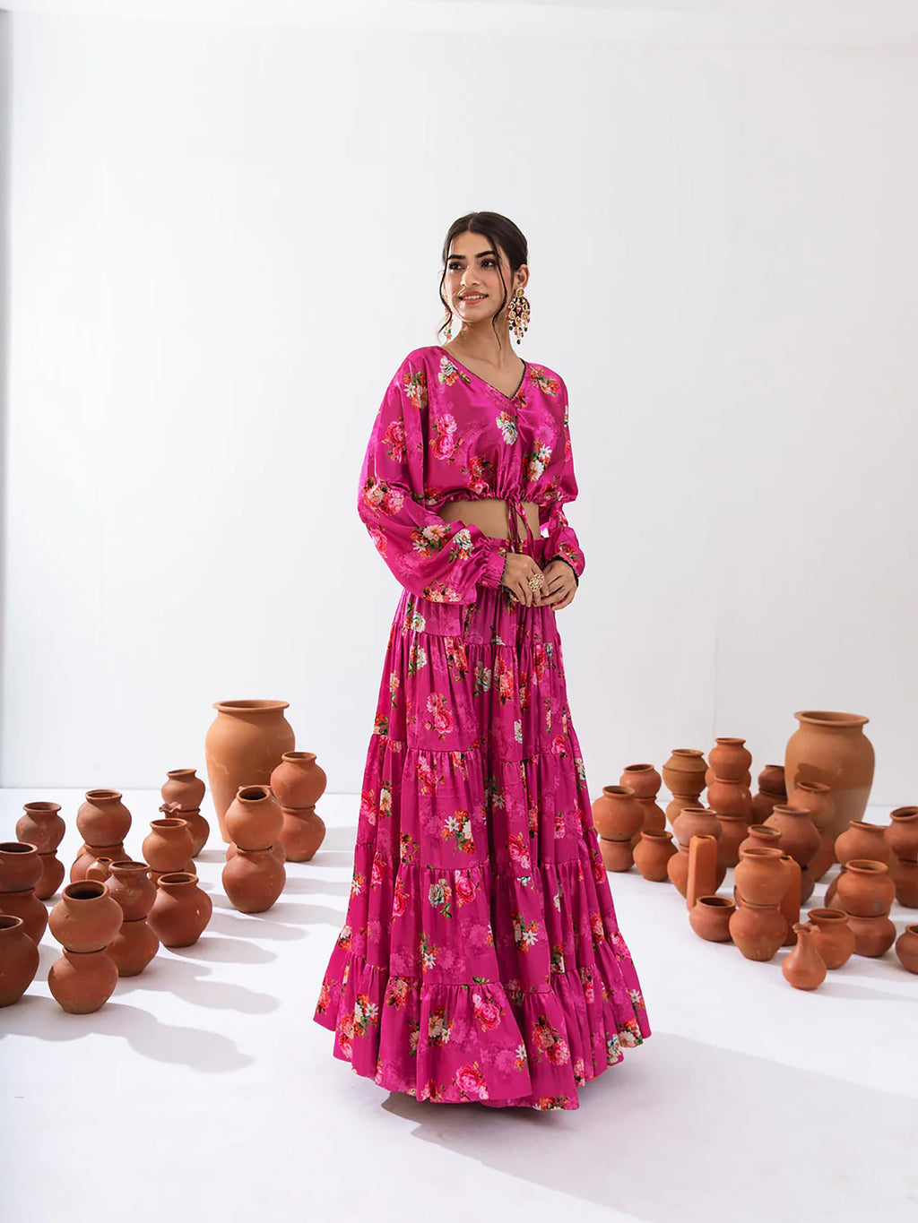Sonakshi Women's Magenta Air Tex Chinon Digital Printed Lehenga Choli - Distacart