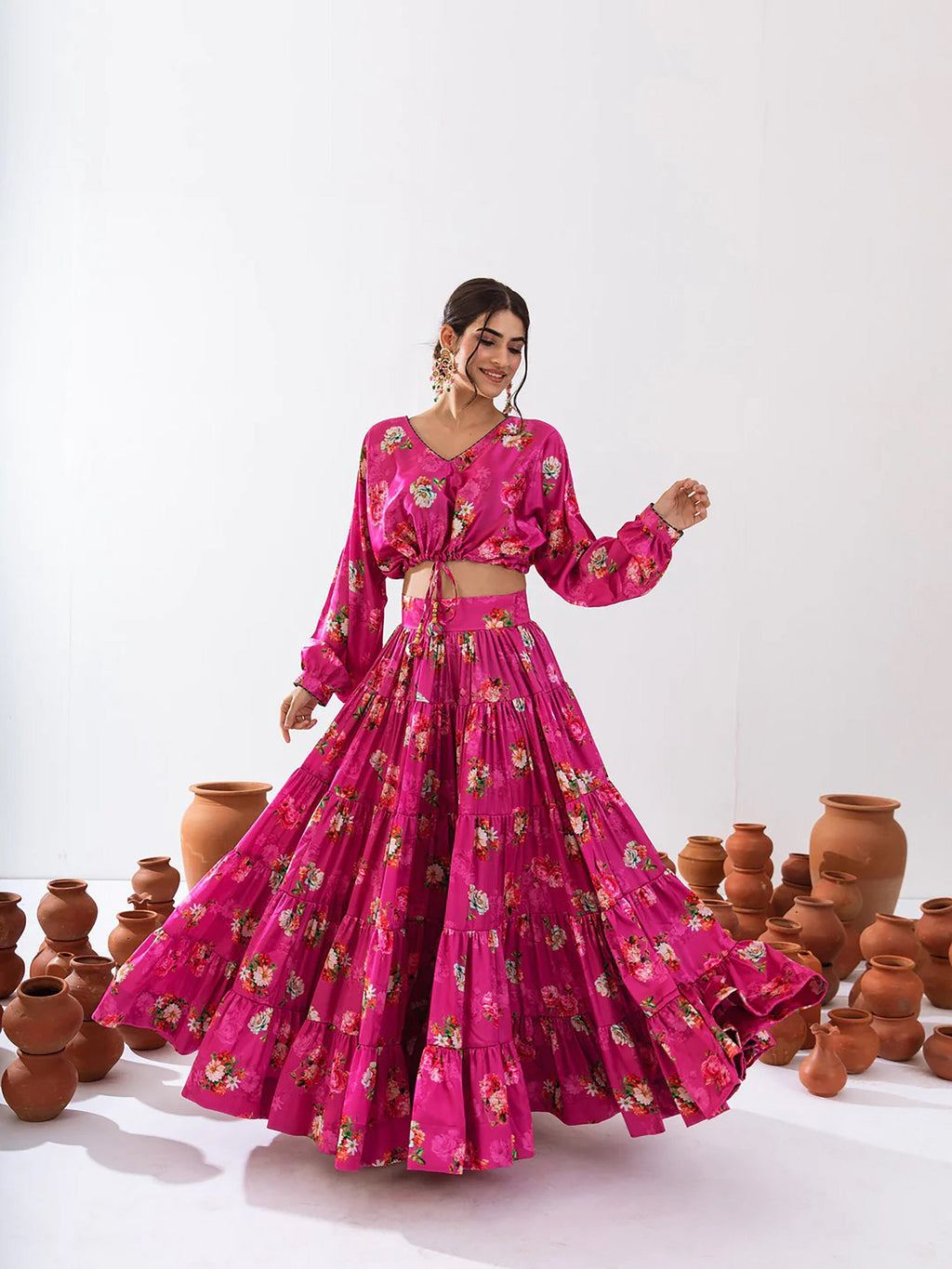 Sonakshi Women's Magenta Air Tex Chinon Digital Printed Lehenga Choli - Distacart
