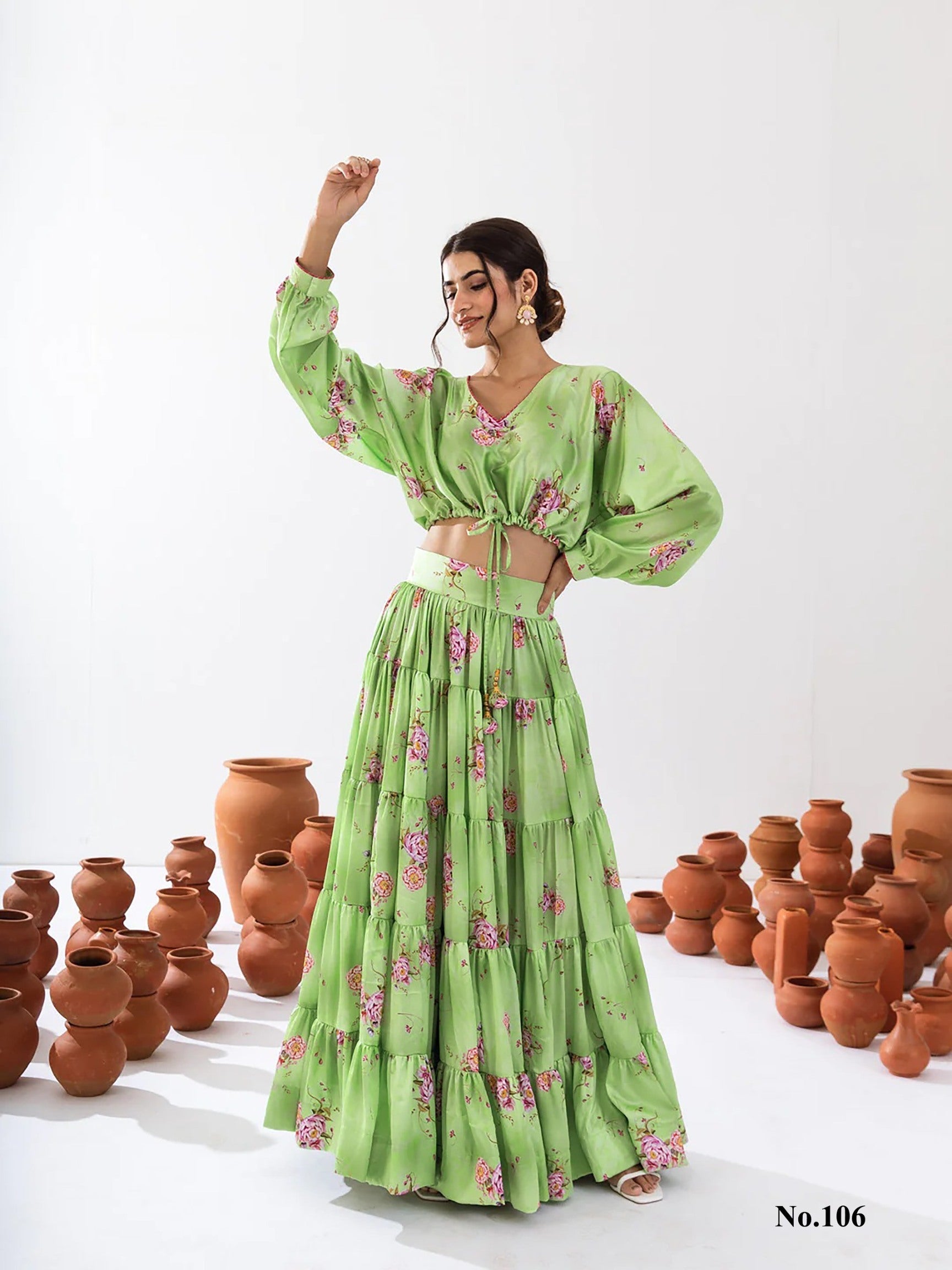 Sonakshi Women's Pista Air Tex Chinon Digital Printed Lehenga Choli - Distacart