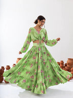Sonakshi Women's Pista Air Tex Chinon Digital Printed Lehenga Choli - Distacart