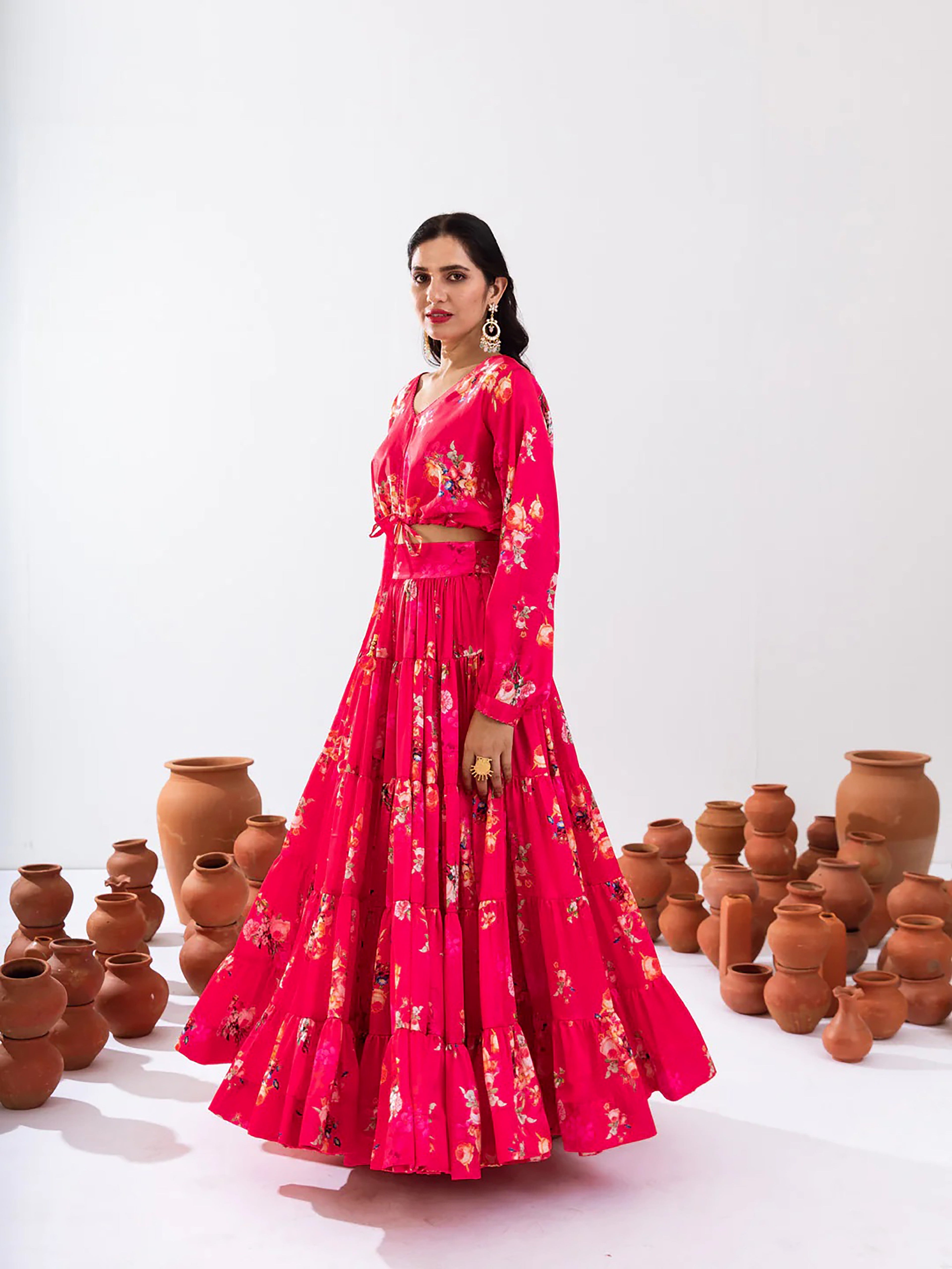 Sonakshi Women's Rani Air Tex Chinon Digital Printed Lehenga Choli - Distacart