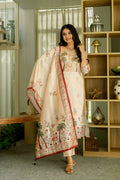Sonakshi Women's Chandan Viscose Assam Silk Embroidered Beads Kurta Set with Dupatta - Distacart