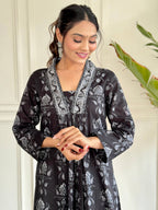 Sonakshi Women's Black Pure Cotton Kurta Set With Dupatta - Distacart