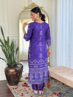 Sonakshi Women's Blue French Crepe Kurta Set with Dupatta - Distacart