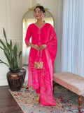 Sonakshi Women's Pink French Crepe Kurta Set with Dupatta - Distacart
