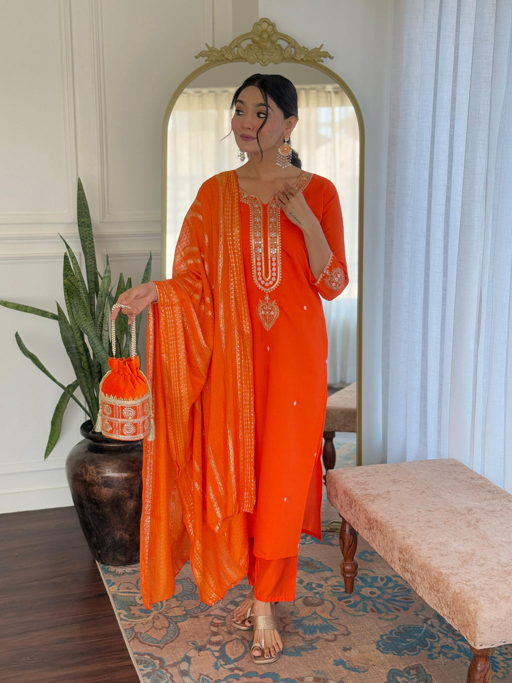 Sonakshi Women's Fenta Viscose Chanderi Kurta Set with Dupatta - Distacart