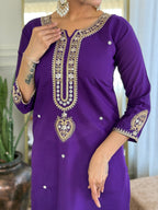 Sonakshi Women's Purple Viscose Chanderi Kurta Set with Dupatta - Distacart