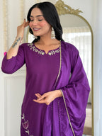 Sonakshi Women's Wine Viscose Rayon Kurta Set with Dupatta - Distacart