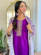 Sonakshi Women's Wine Rayon Embroidered Kurta Set with Dupatta - Distacart