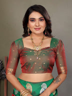 Sonakshi Women's Red Banarasi Silk Zari Woven Traditional Saree with Blouse - Distacart