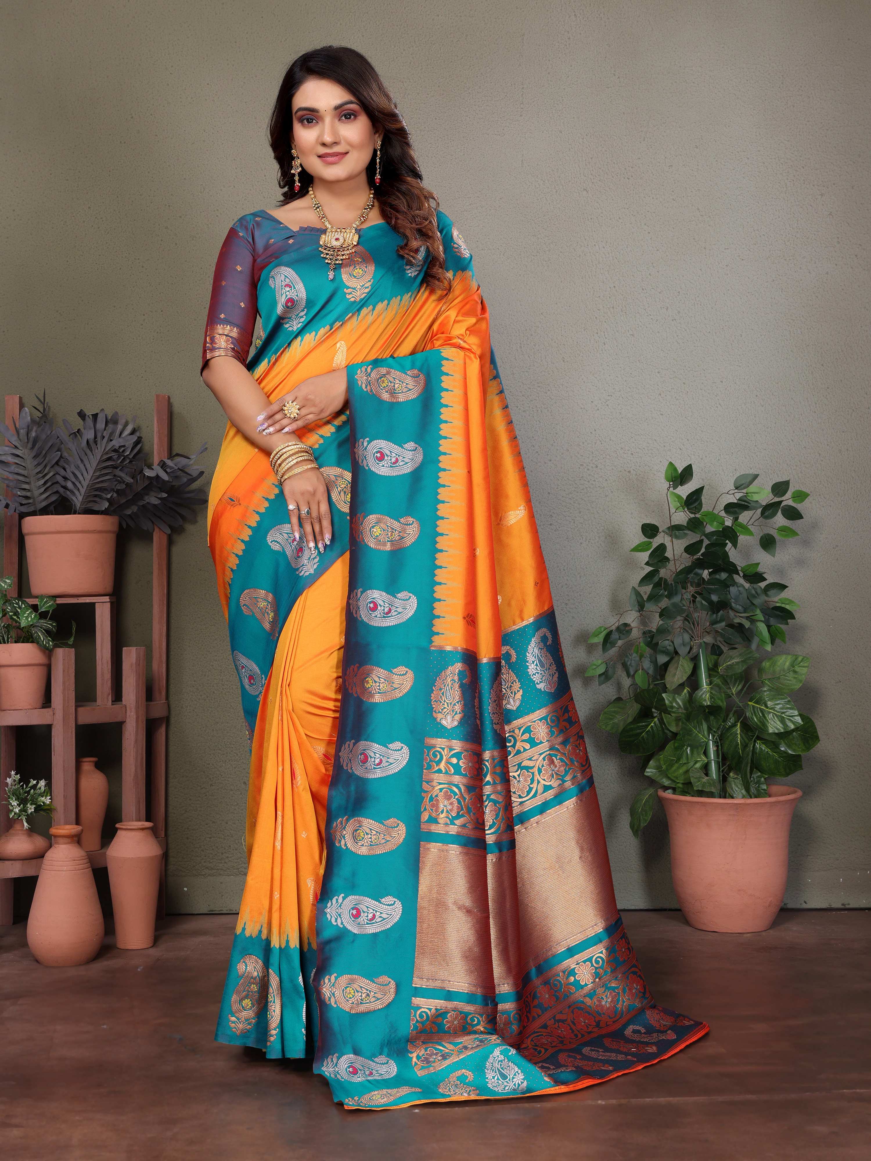 Sonakshi Women's Fenta Banarasi Silk Zari Woven Traditional Saree with Blouse - Distacart