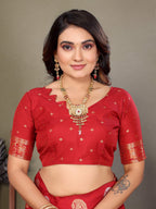 Sonakshi Women's Pink Banarasi Silk Zari Woven Traditional Saree with Blouse - Distacart