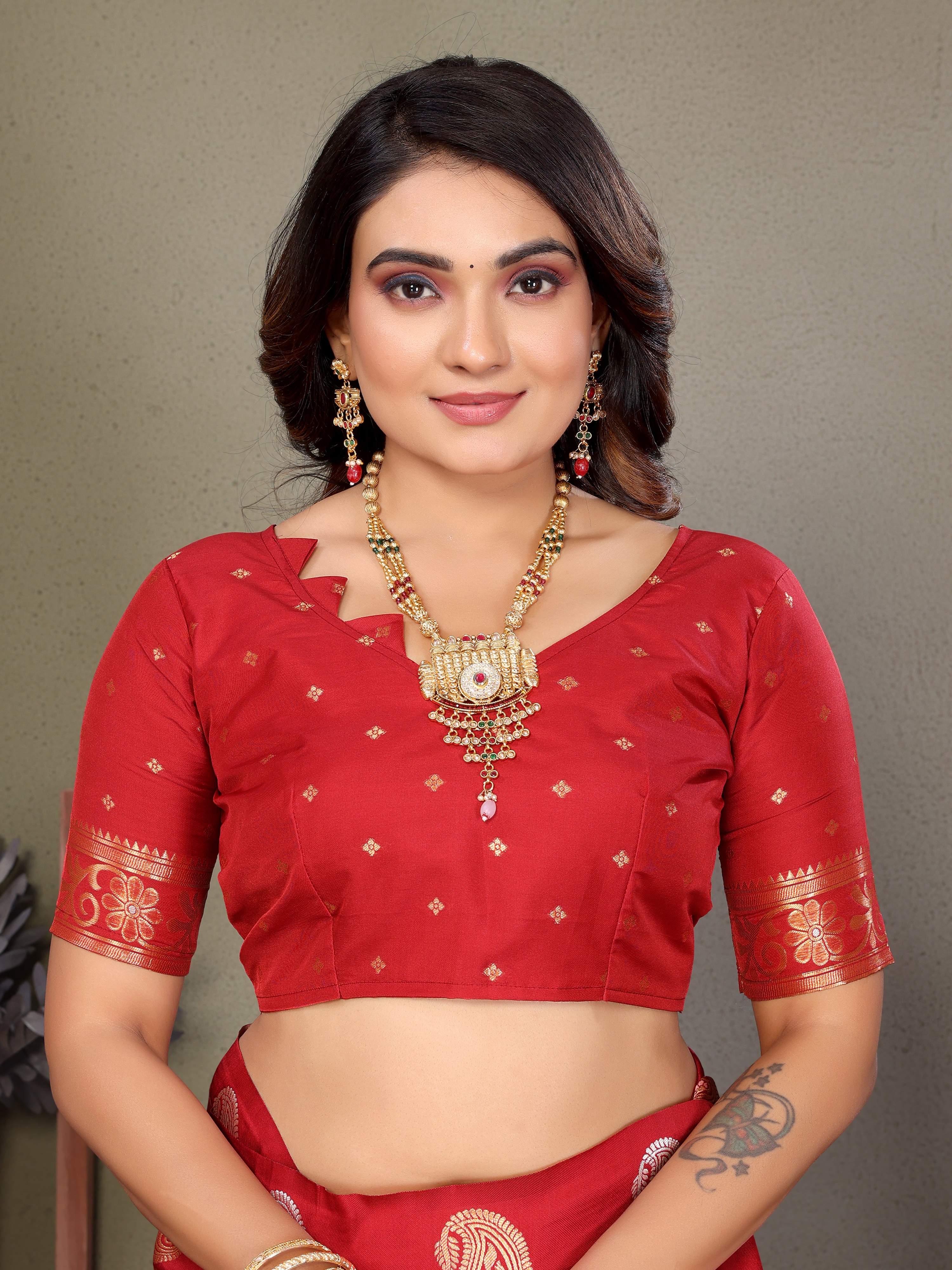 Sonakshi Women's Pink Banarasi Silk Zari Woven Traditional Saree with Blouse - Distacart