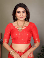 Sonakshi Women's Peach Banarasi Silk Zari Woven Traditional Saree with Blouse - Distacart