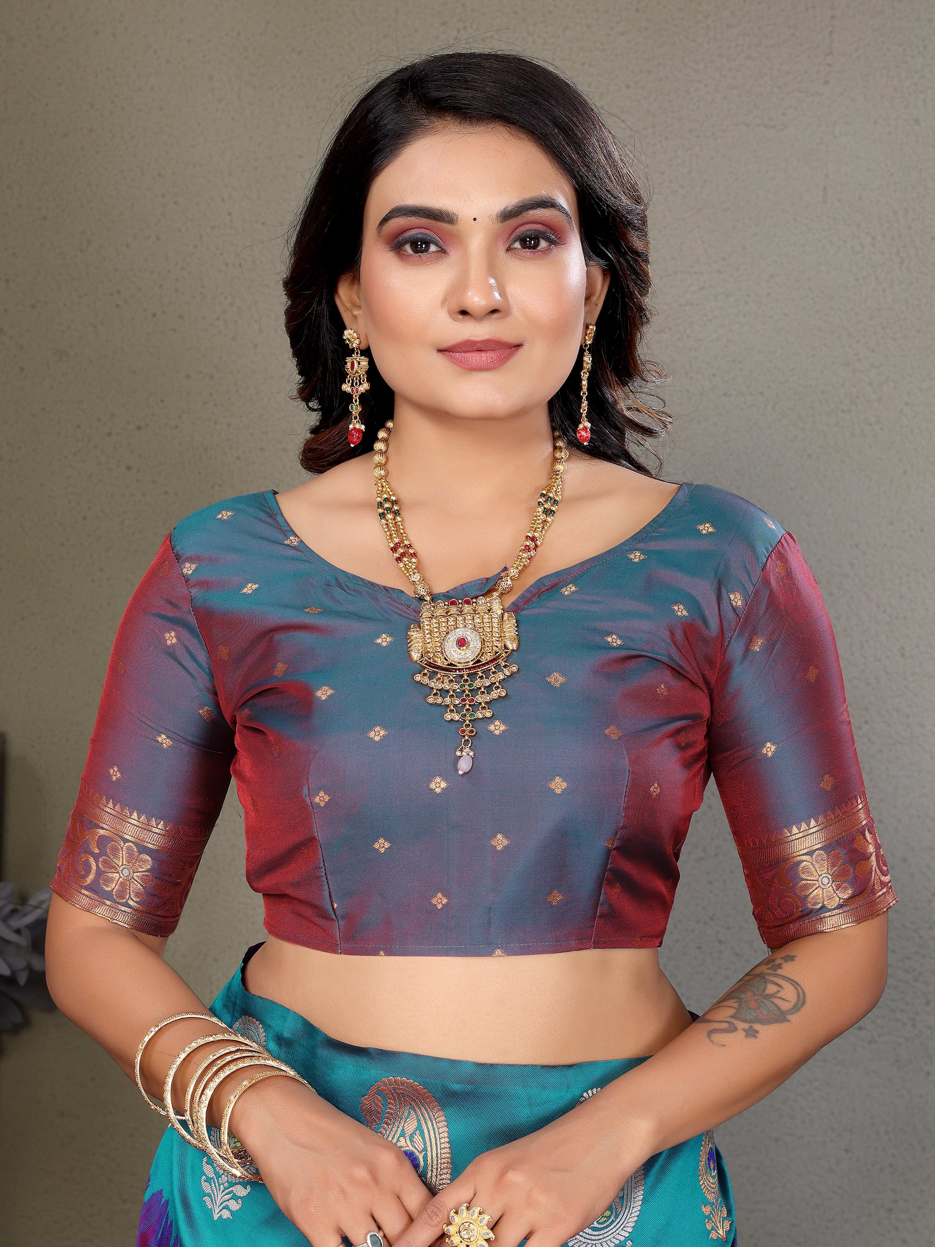 Sonakshi Women's Purple Banarasi Silk Zari Woven Traditional Saree with Blouse - Distacart