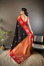 Sonakshi Women's Black Banarasi Silk Zari Woven Traditional Saree with Blouse - Distacart