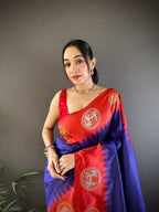 Sonakshi Women's Blue Banarasi Silk Zari Woven Traditional Saree with Blouse - Distacart