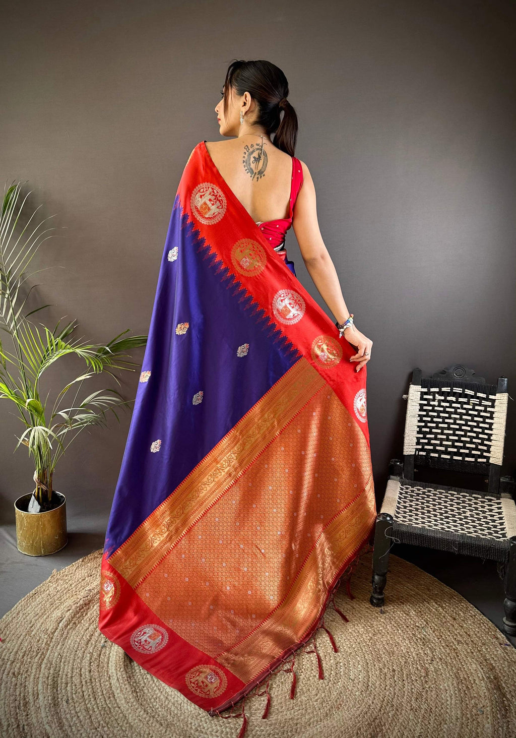 Sonakshi Women's Blue Banarasi Silk Zari Woven Traditional Saree with Blouse - Distacart