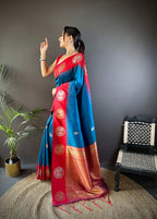 Sonakshi Women's Morepeach Banarasi Silk Zari Woven Traditional Saree with Blouse - Distacart