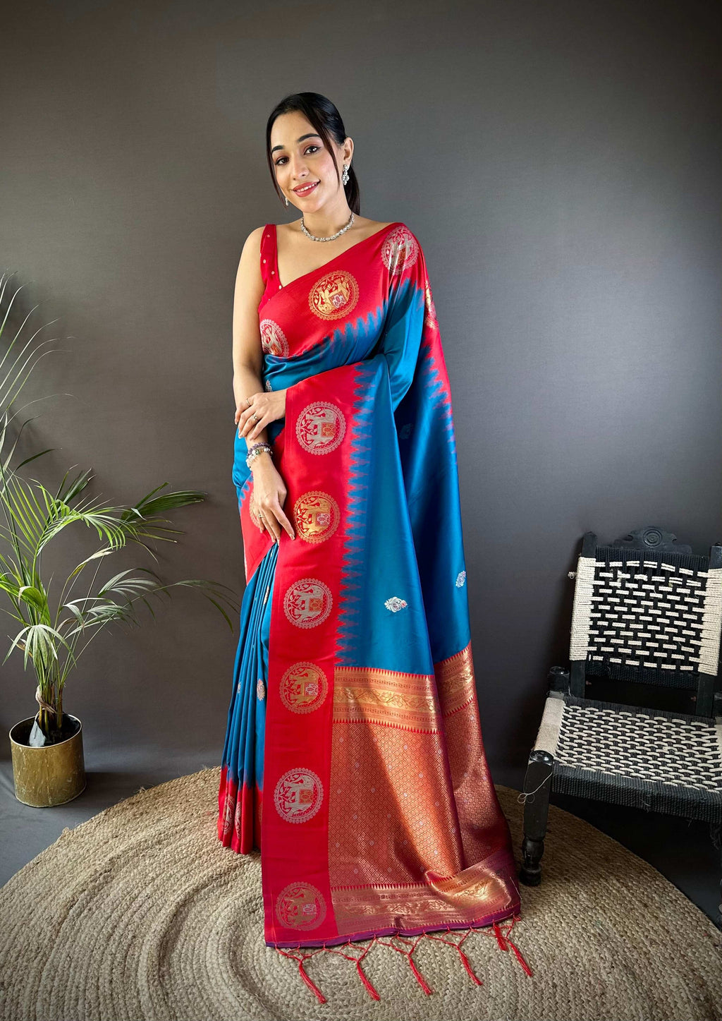 Sonakshi Women's Morepeach Banarasi Silk Zari Woven Traditional Saree with Blouse - Distacart