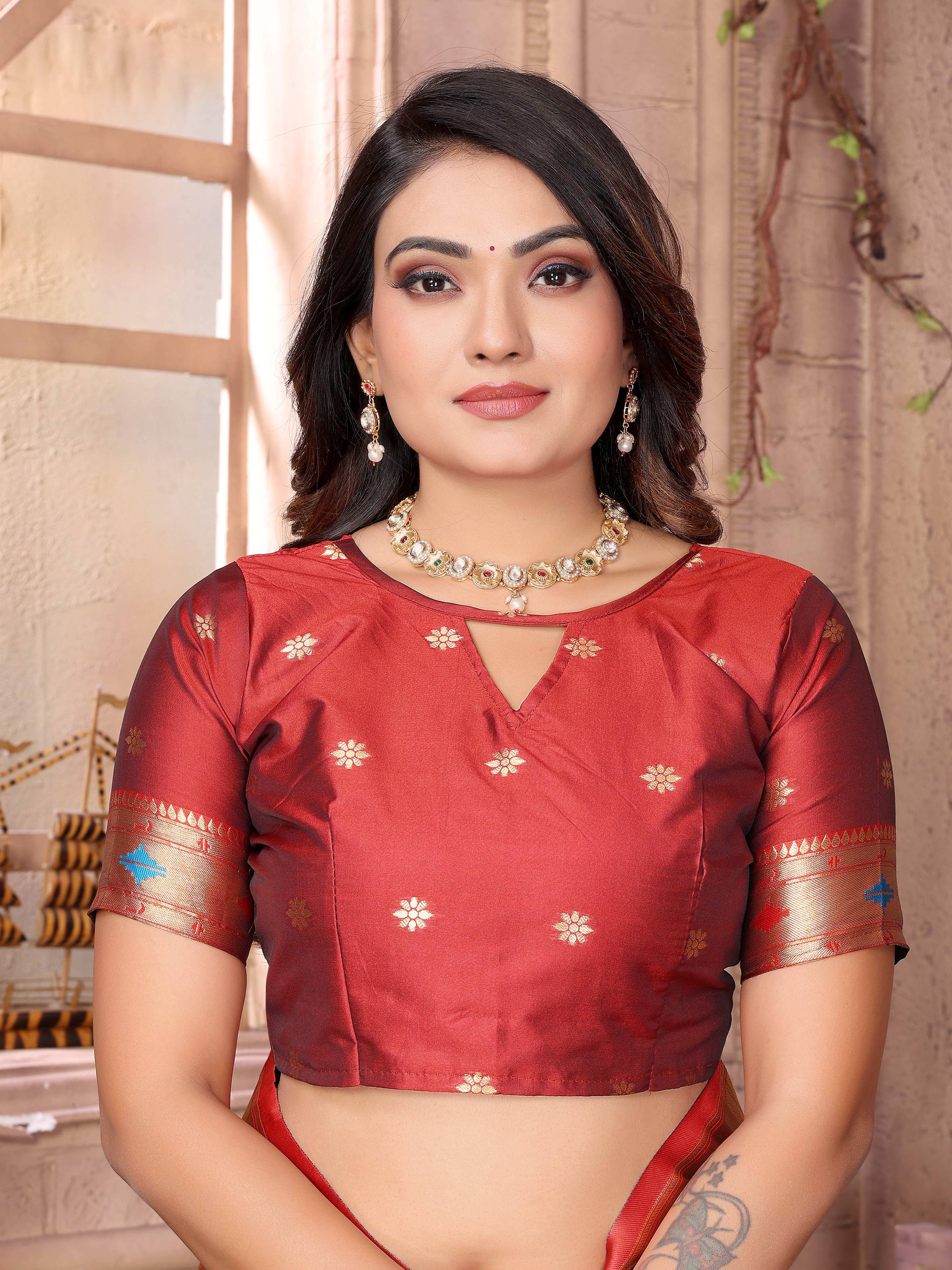 Sonakshi Women's Black Paithani Silk Zari Woven Traditional Saree with Blouse - Distacart