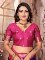 Sonakshi Women's Blue Paithani Silk Zari Woven Traditional Saree with Blouse - Distacart
