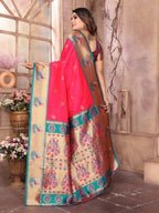 Sonakshi Women's Catonic Gajri Paithani Silk Zari Woven Traditional Saree with Blouse - Distacart