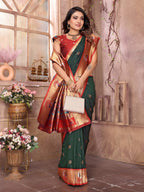Sonakshi Women's Bottle Green Paithani Silk Zari Woven Traditional Saree with Blouse - Distacart